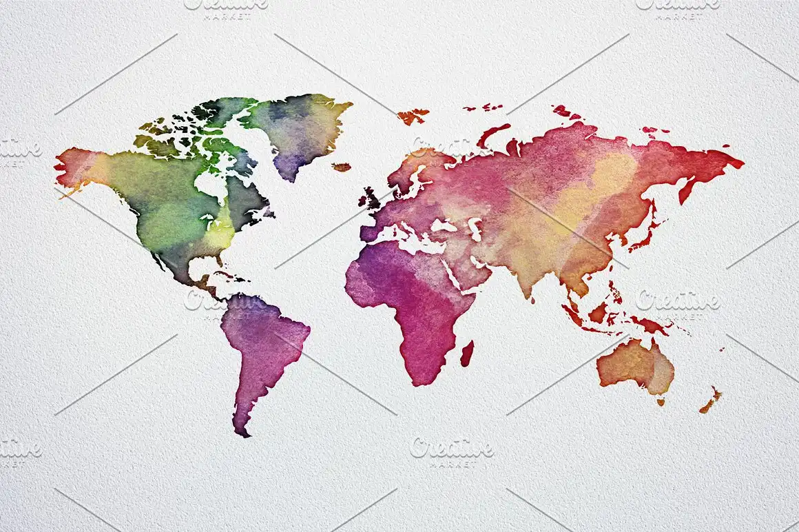 Watercolor World Maps JPG+EPS+PNG 4 073425