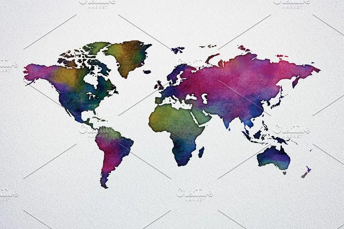 Watercolor World Maps JPG+EPS+PNG 5 073425