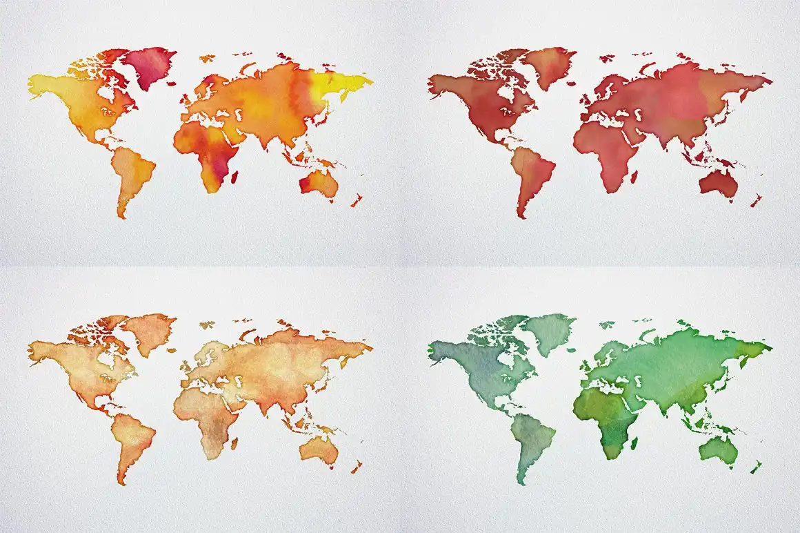 Watercolor World Maps JPG+EPS+PNG 9 073425