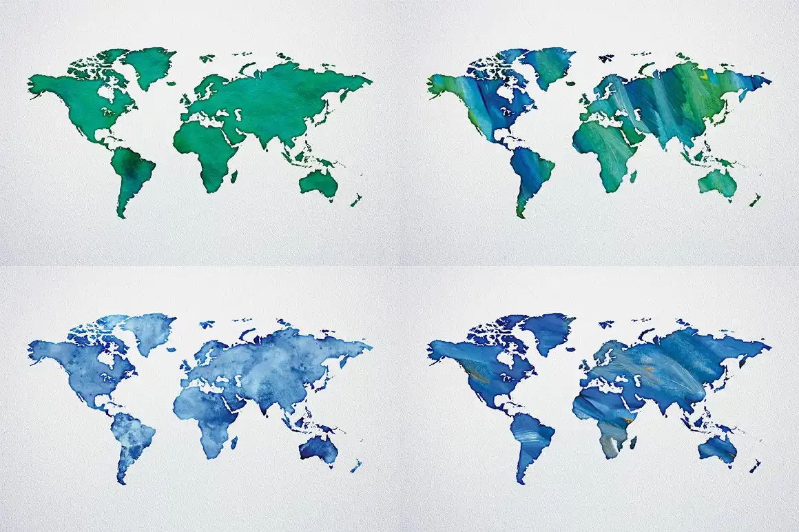 Watercolor World Maps JPG+EPS+PNG 8 073425