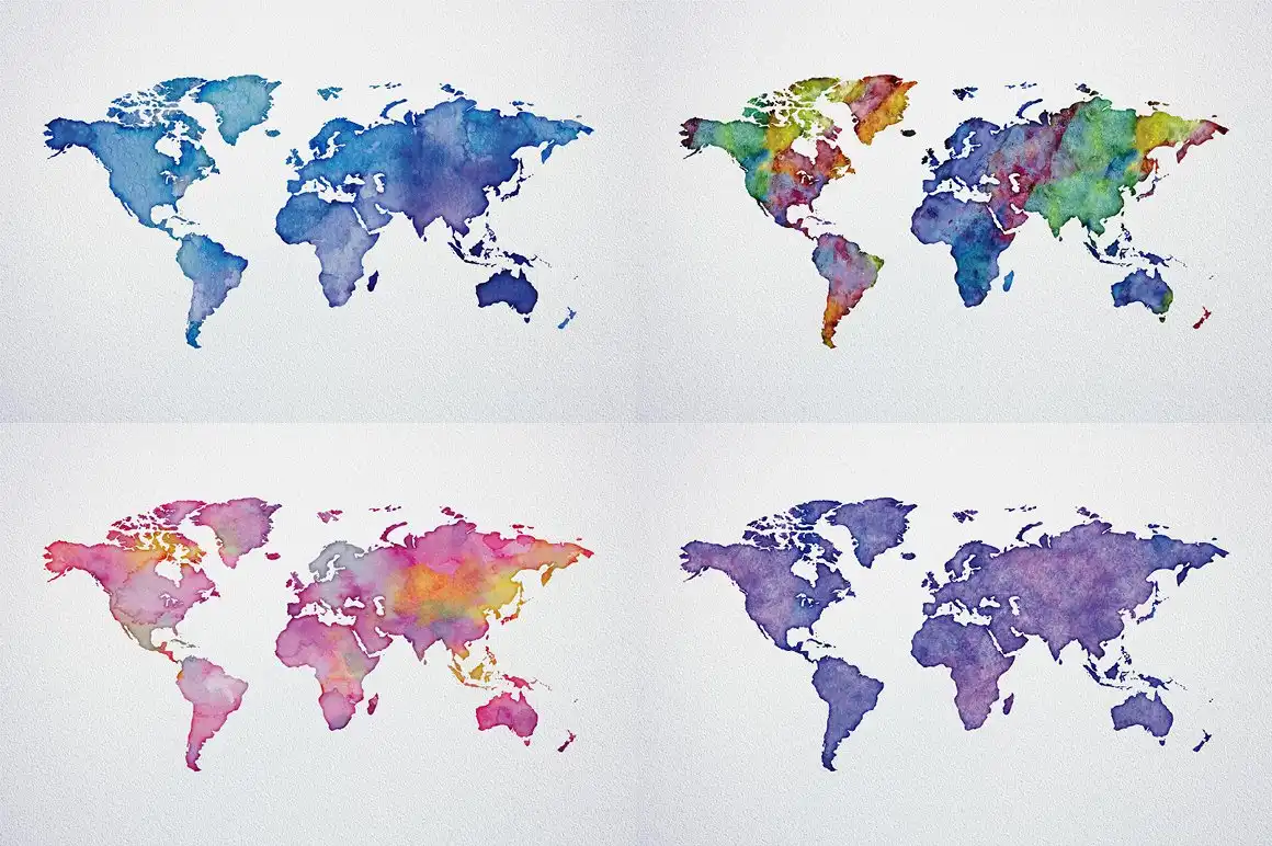 Watercolor World Maps JPG+EPS+PNG 7 073425