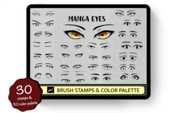 Anime Eyes Procreate Brush Stamps