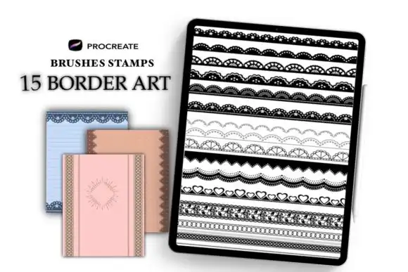 Border Art,Procreate Lace Stamp ,15 Lace