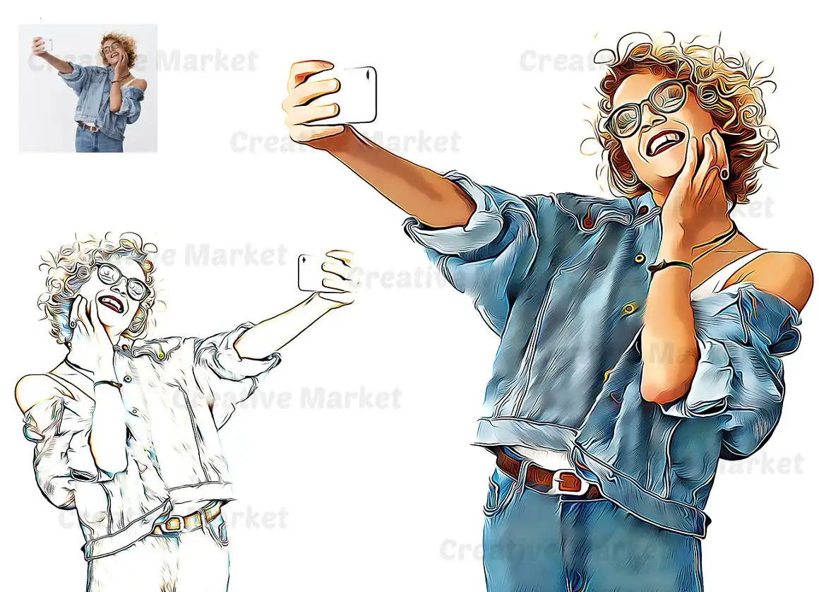 Cartoon Oil Effect PS Action 6 075965