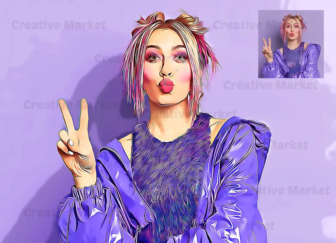 Cartoon Oil Effect PS Action 4 075965