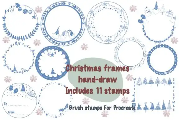 Christmas Frame Procreate Brush Stamps