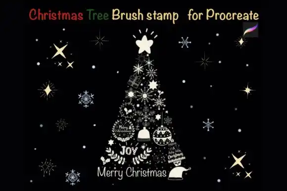Christmas Tree Brush Stamp Procreate