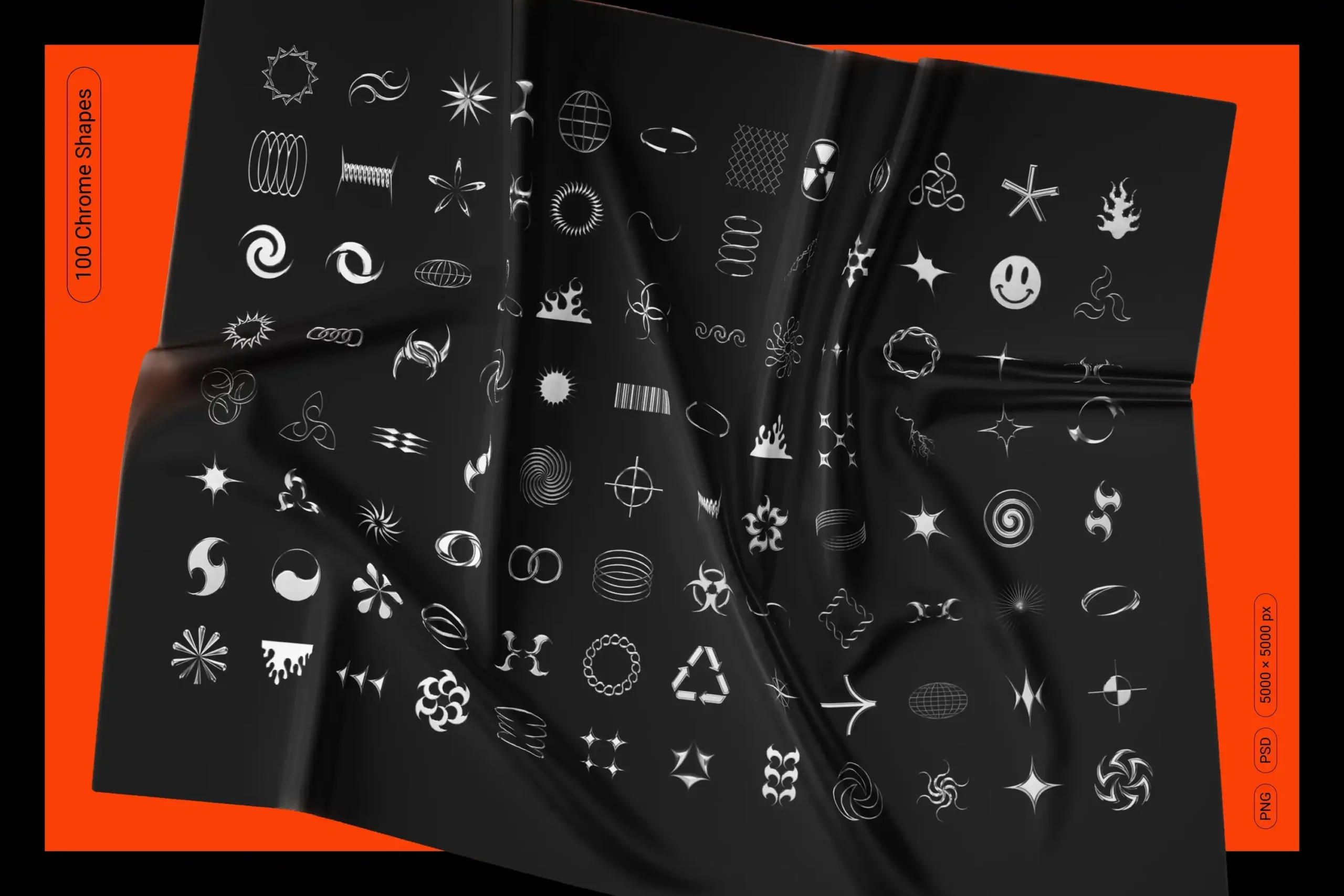CHROME & VECTOR ABSTRACT SHAPES BUNDLE – 200 GEOMETRIC DESIGN ELEMENTS 20 074029