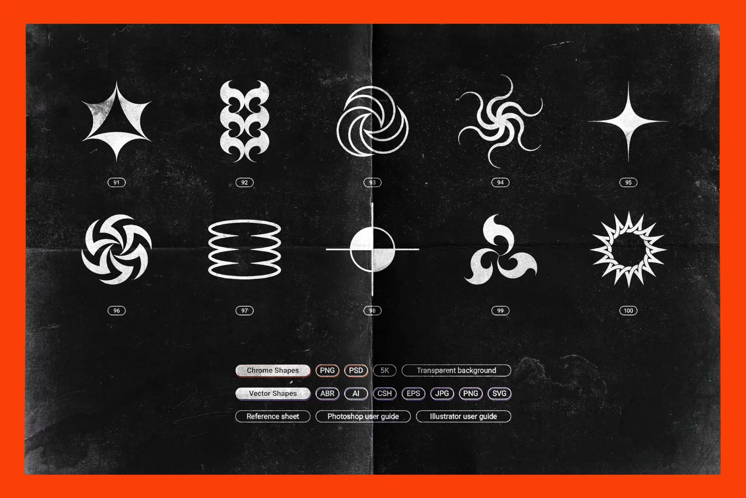 CHROME & VECTOR ABSTRACT SHAPES BUNDLE – 200 GEOMETRIC DESIGN ELEMENTS 5 074029