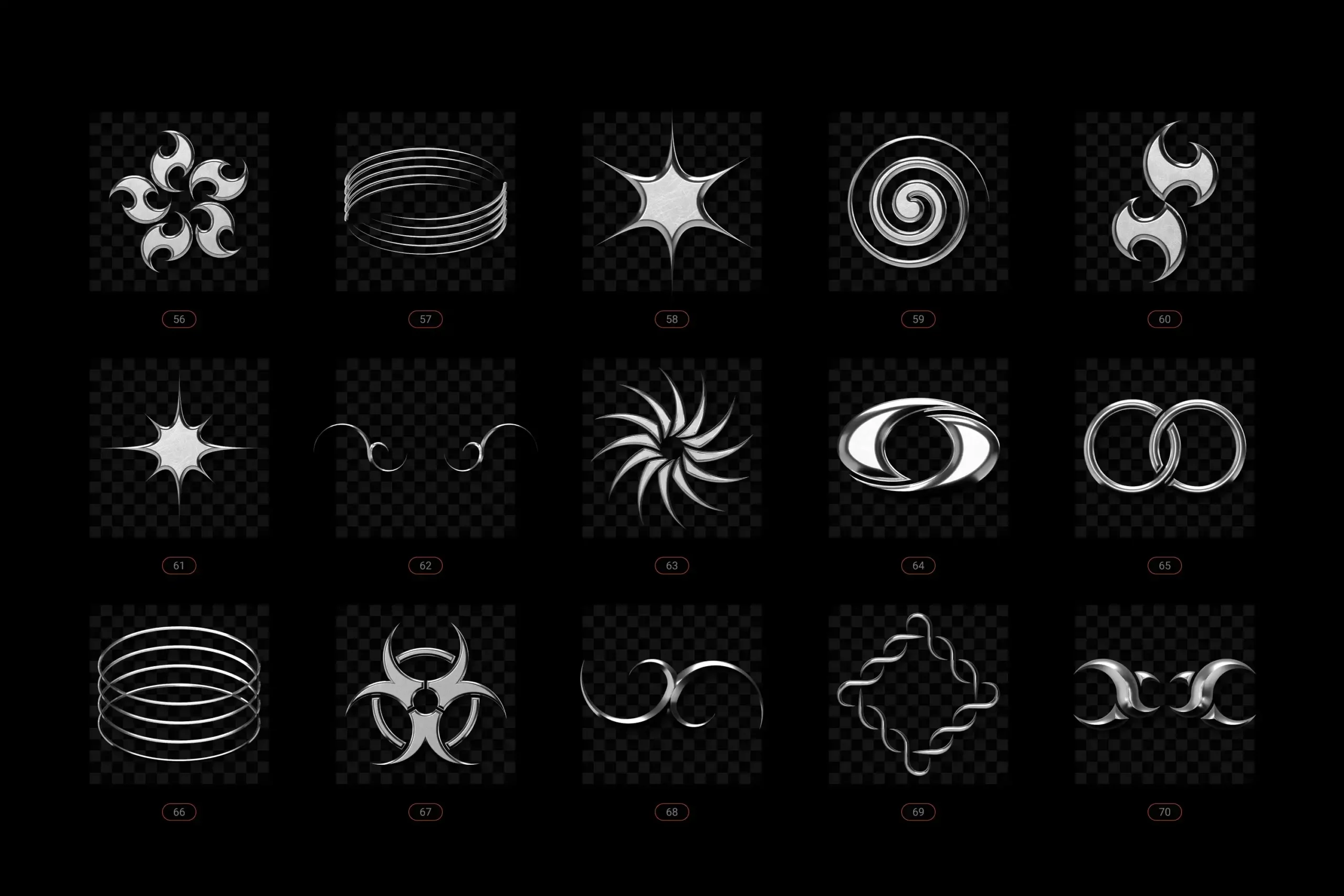CHROME & VECTOR ABSTRACT SHAPES BUNDLE – 200 GEOMETRIC DESIGN ELEMENTS 15 074029