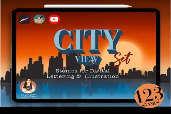 City View Procreate Set  123 Stamps