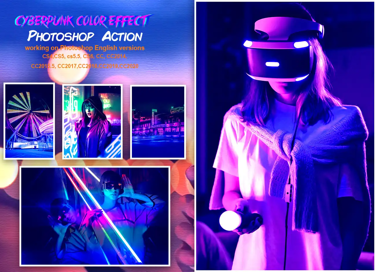 Cyberpunk Color Effect PS Action