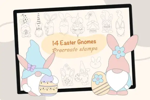 Easter Gnome Procreate Brush Stamps