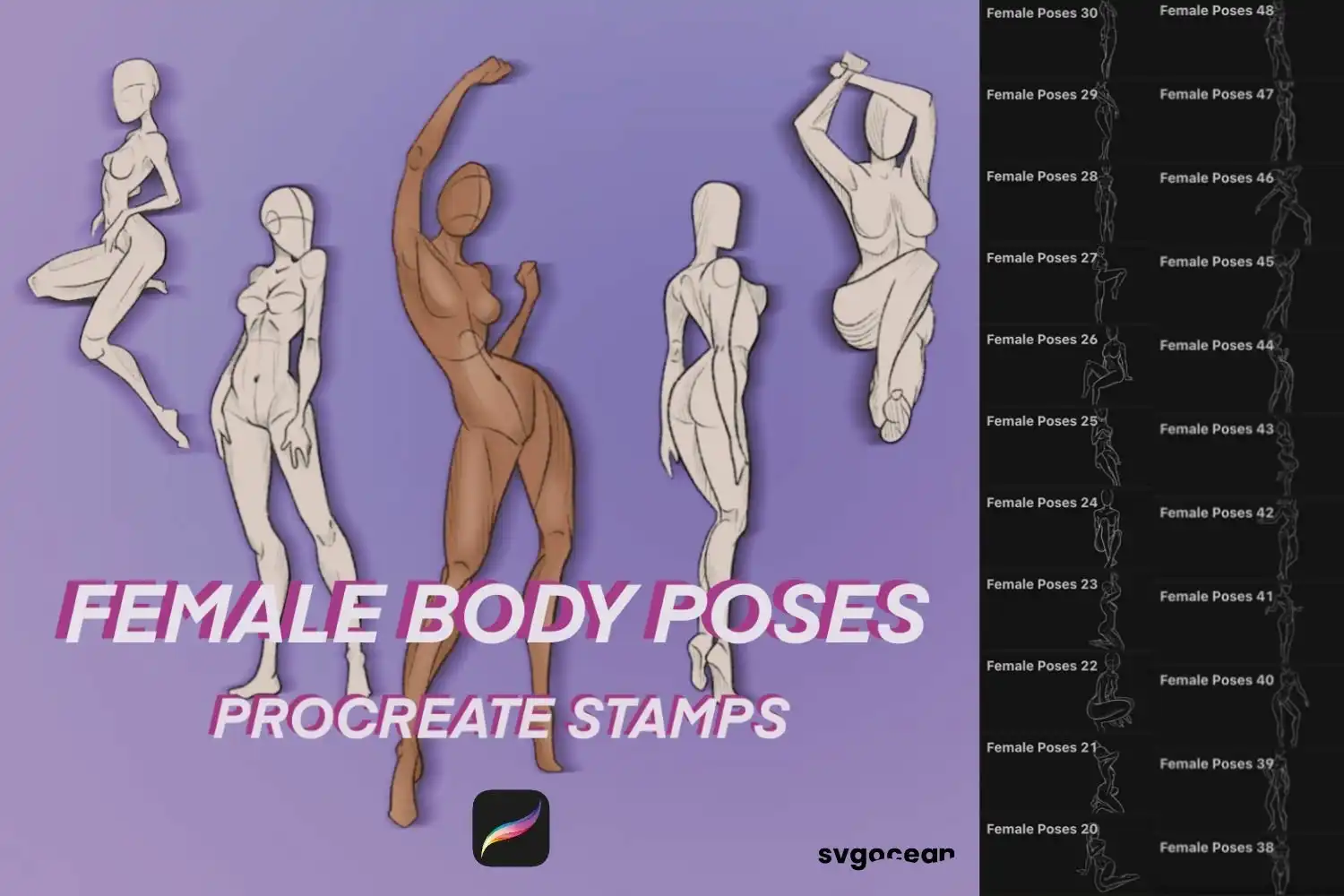 Female Pose Procreate Brushes