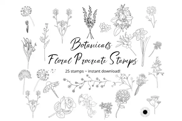 Floral Procreate Stamp Brushes Botanical