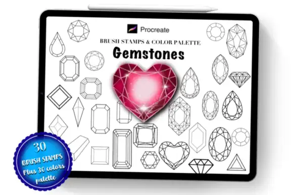 Gemstone Procreate Brush Stamps