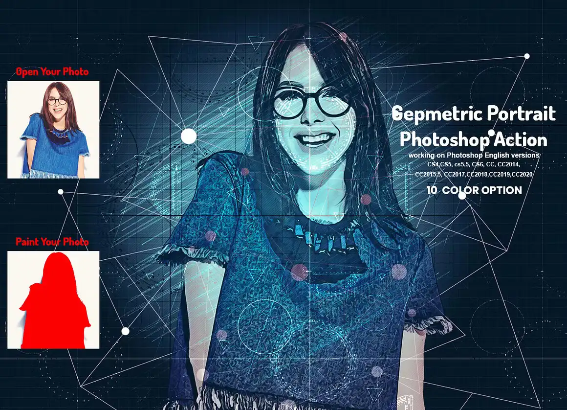 Geometric Portrait Photoshop Action