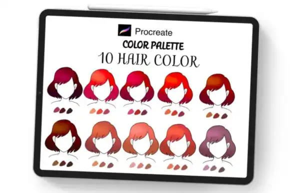 Hair color Procreate palette 10 styles