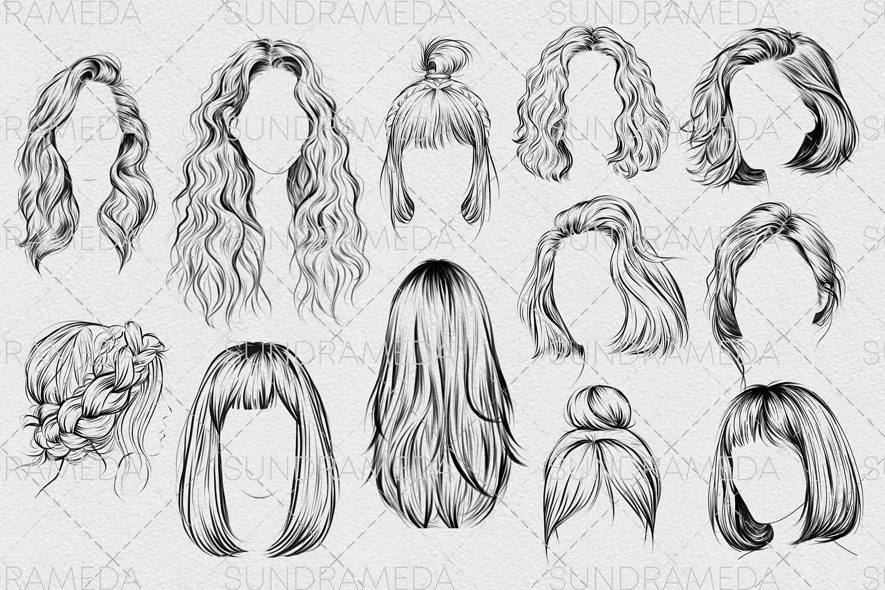 Hairstyle II Stamp Brushes Procreate 3 072172