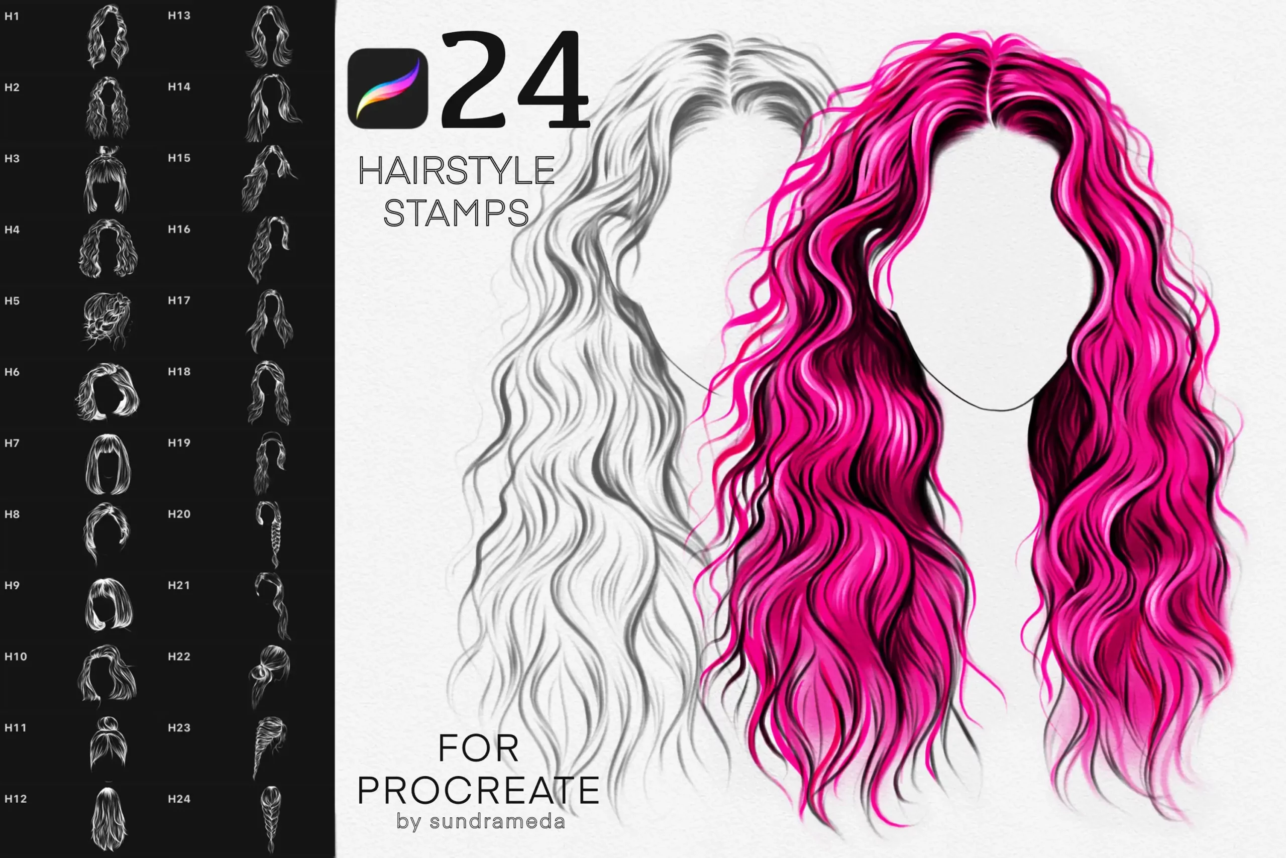Hairstyle II Stamp Brushes Procreate