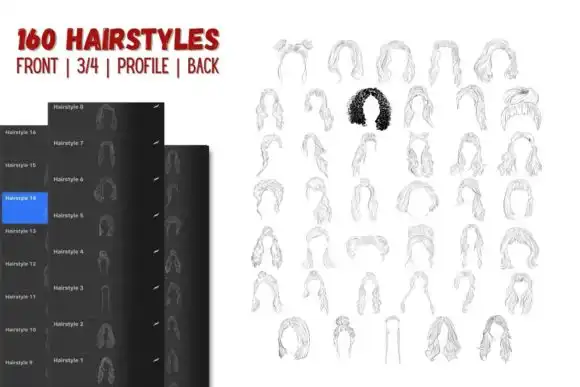 Hairstyles Procreate Stamps