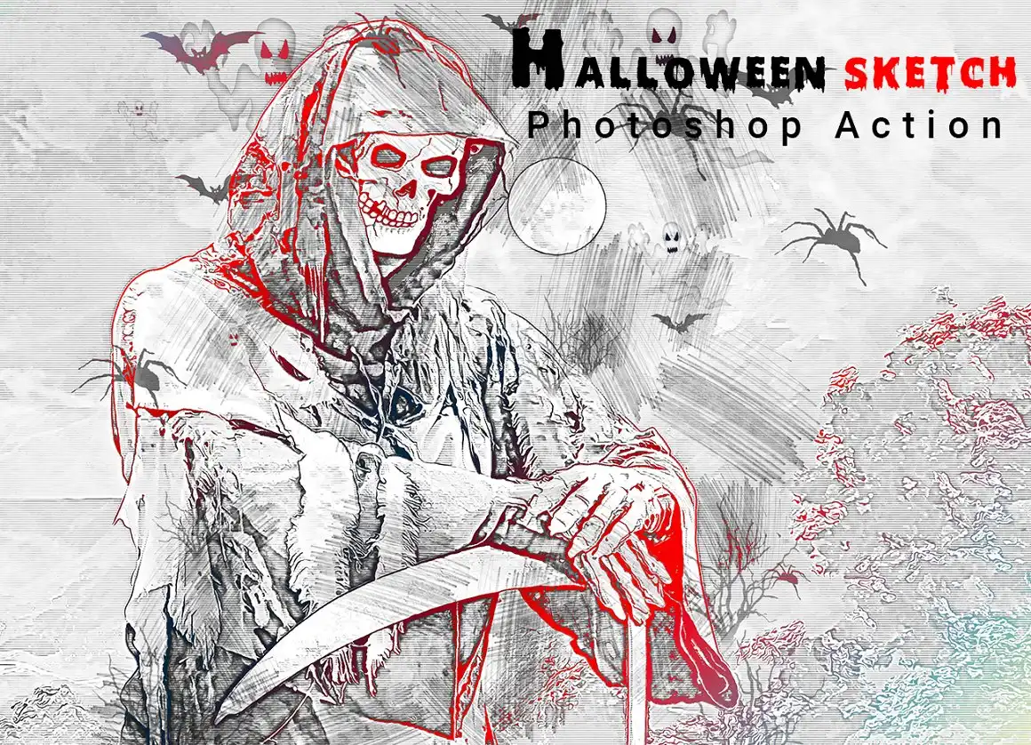 Halloween Sketch Photoshop Action