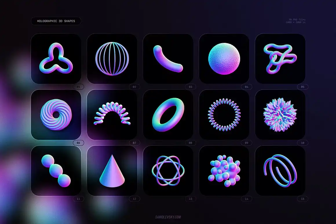 Holographic 3D shapes collection 7 074029