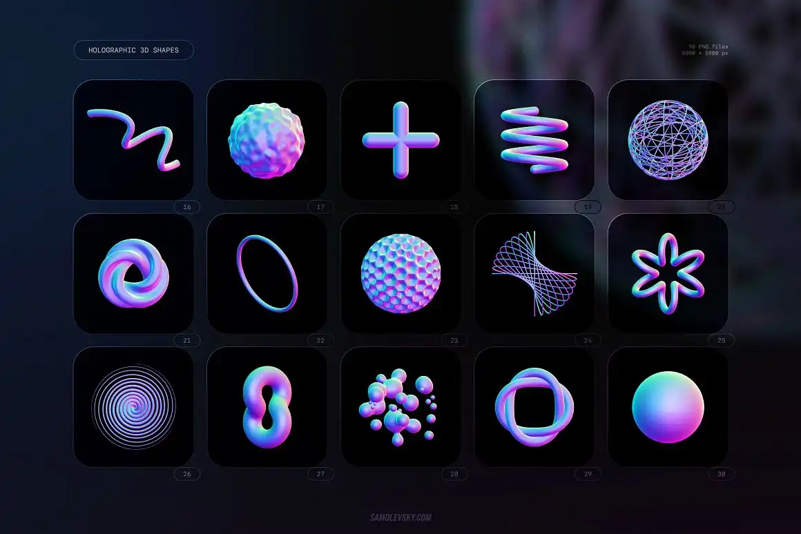 Holographic 3D shapes collection 8 074029