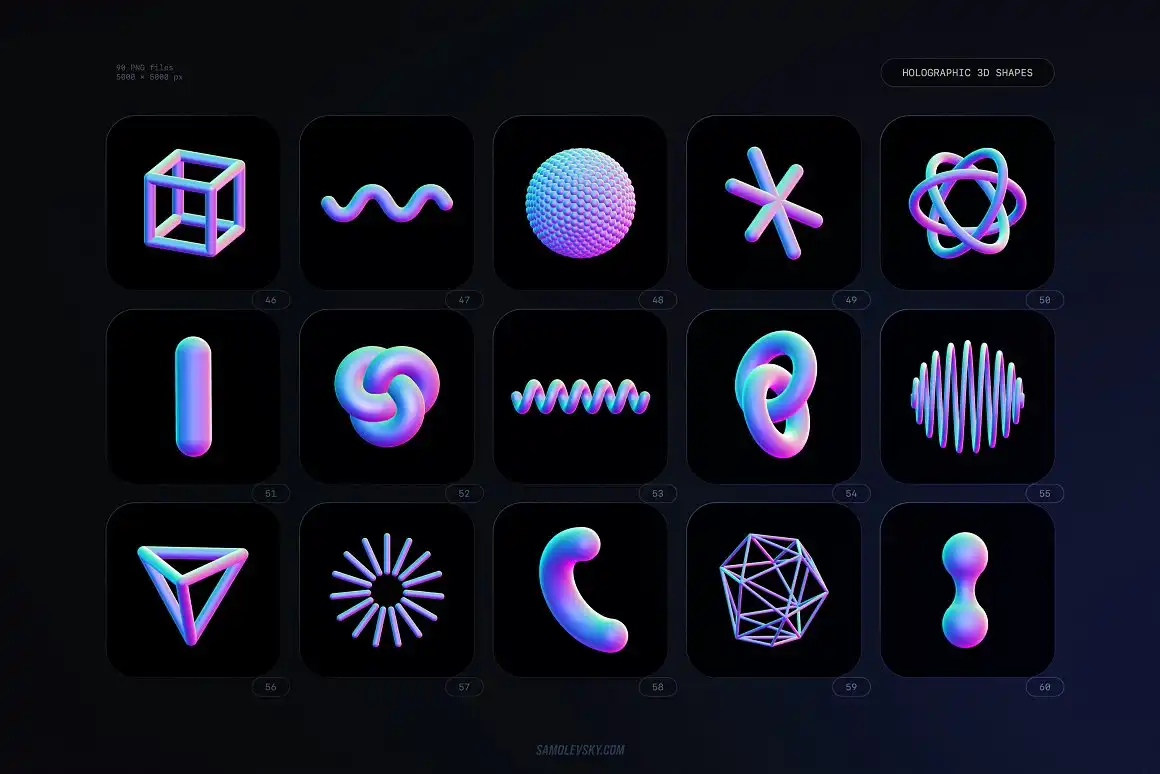 Holographic 3D shapes collection 13 074029