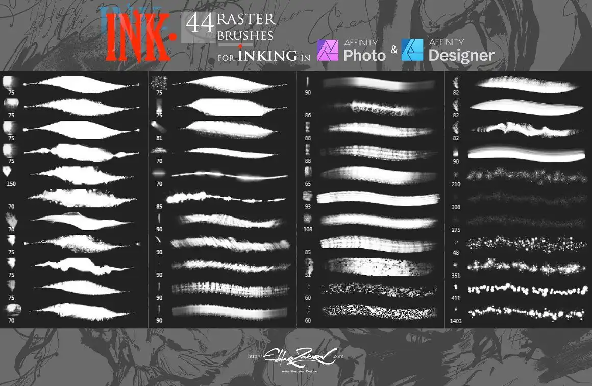 INK. Affinity Photo inking brush set 7 072507
