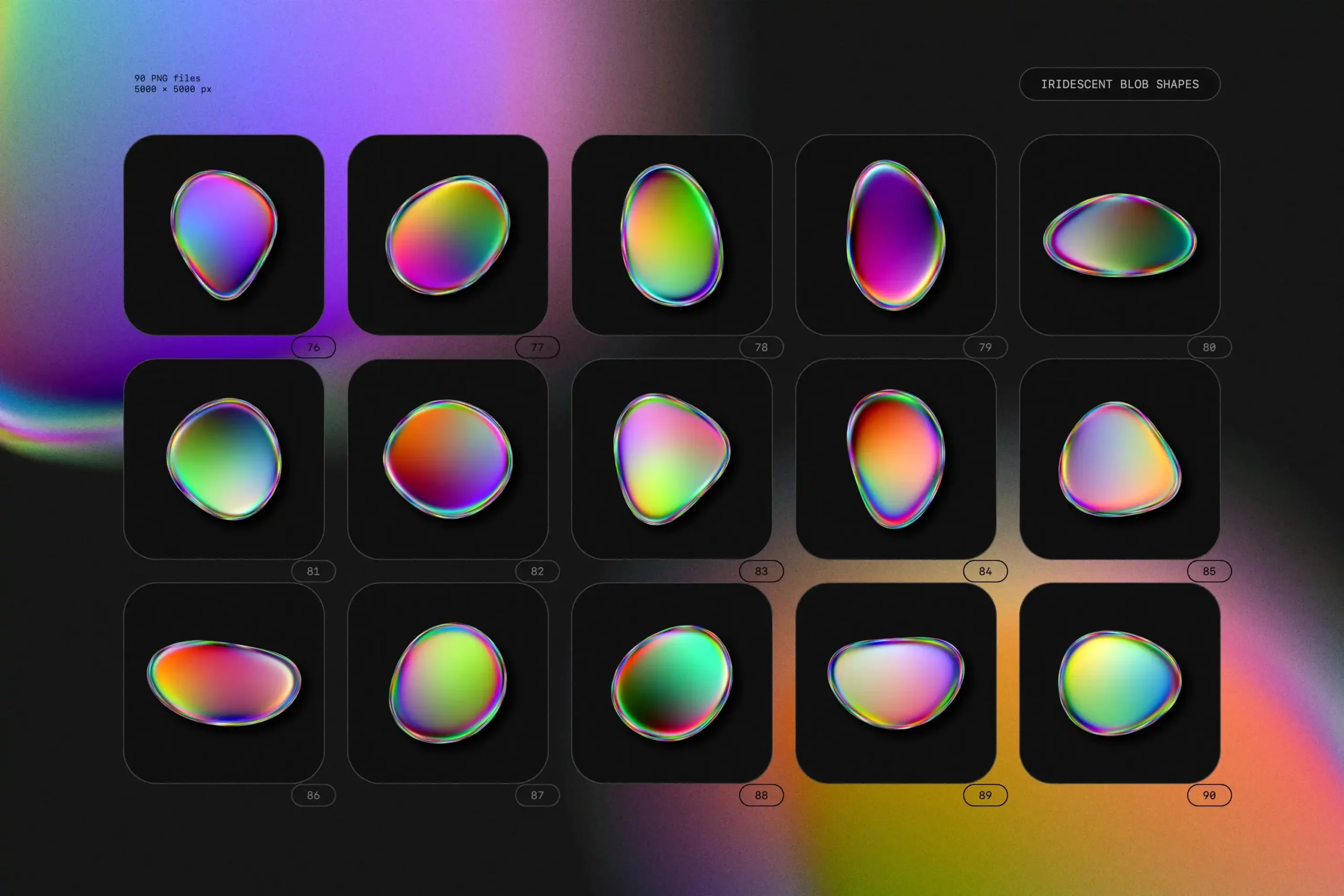 IRIDESCENT BLOB SHAPES COLLECTION 9 074029