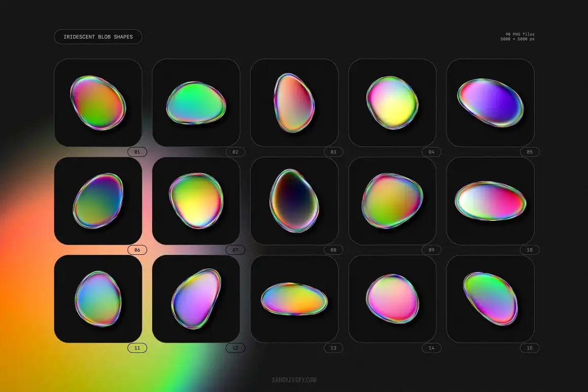 IRIDESCENT BLOB SHAPES COLLECTION 27 074029