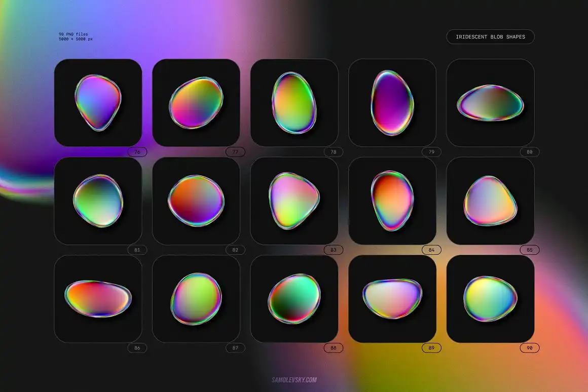 IRIDESCENT BLOB SHAPES COLLECTION 23 074029