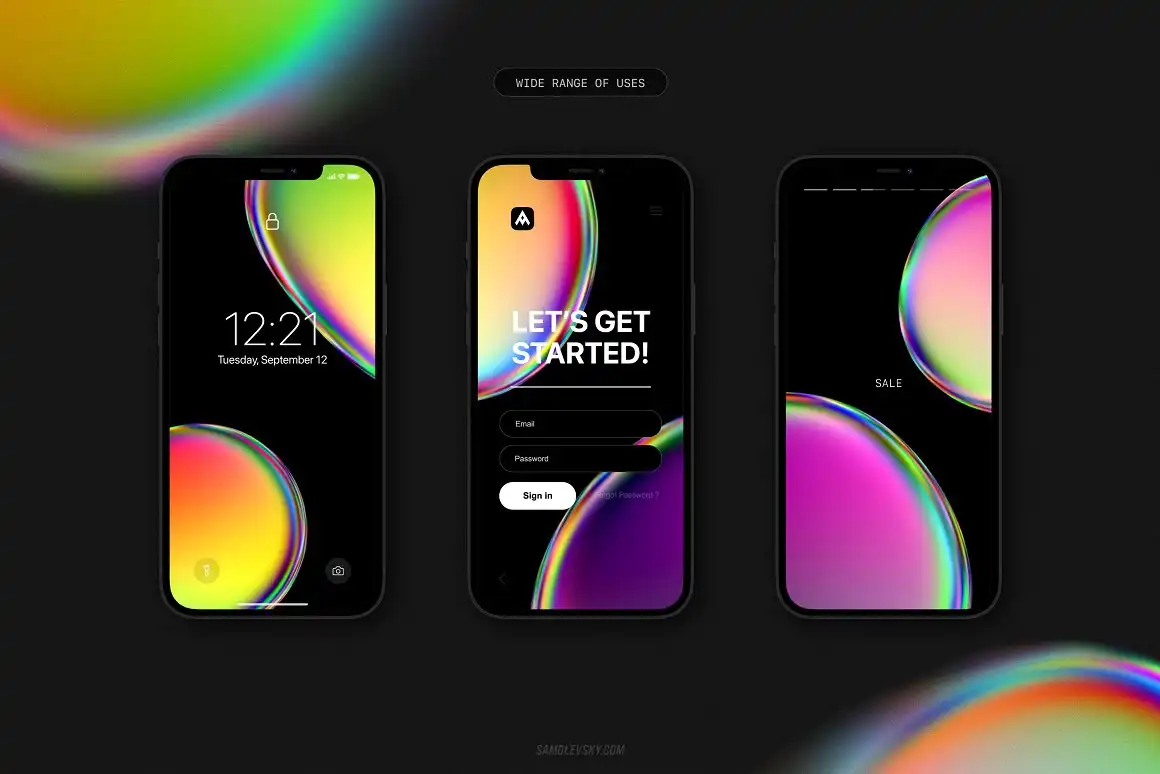 IRIDESCENT BLOB SHAPES COLLECTION 7 074029