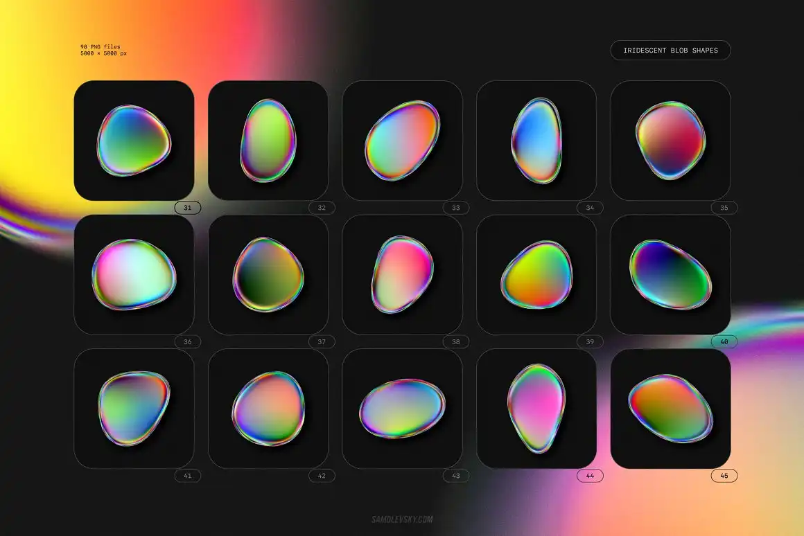 IRIDESCENT BLOB SHAPES COLLECTION 24 074029