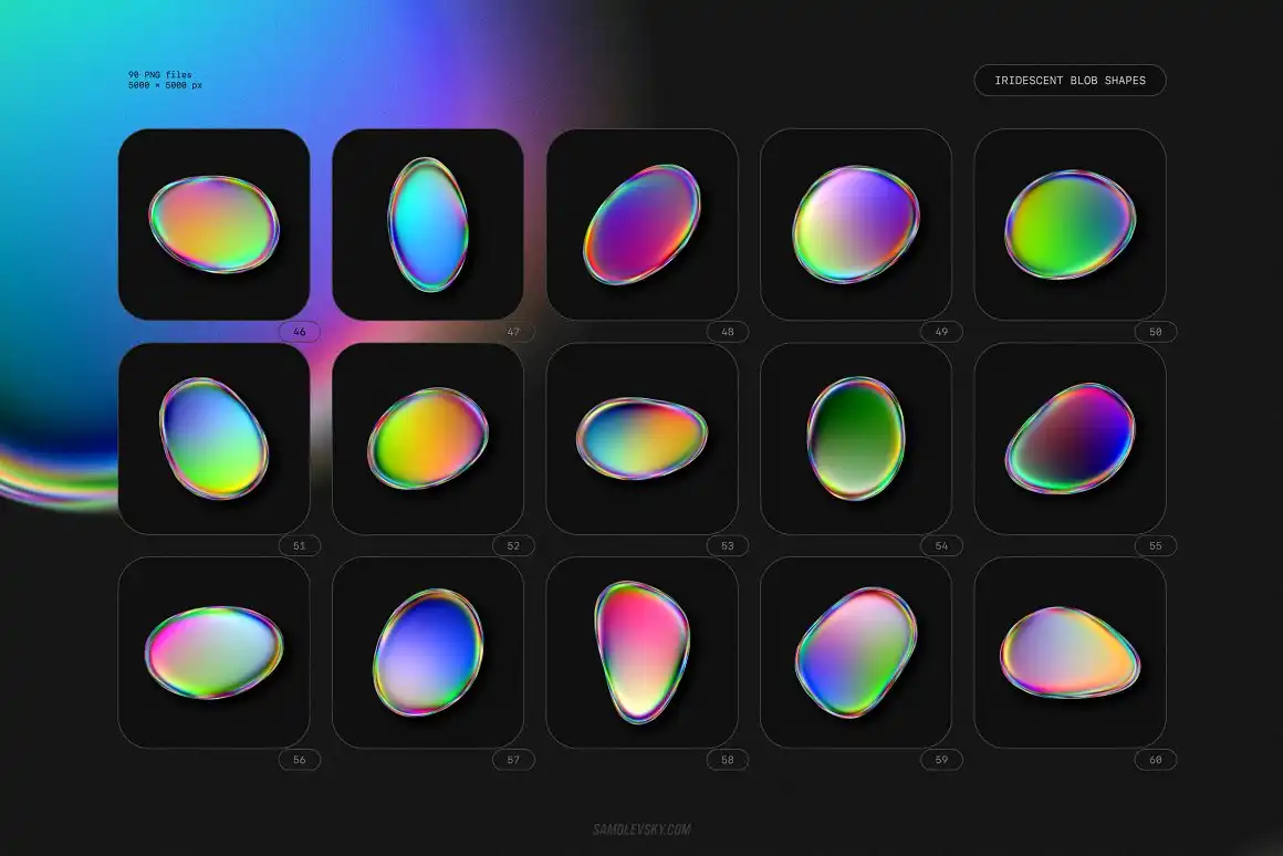 IRIDESCENT BLOB SHAPES COLLECTION 26 074029