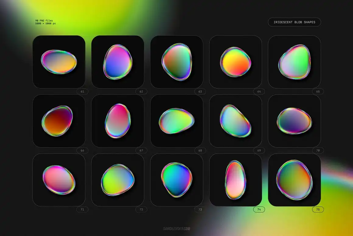 IRIDESCENT BLOB SHAPES COLLECTION 3 074029