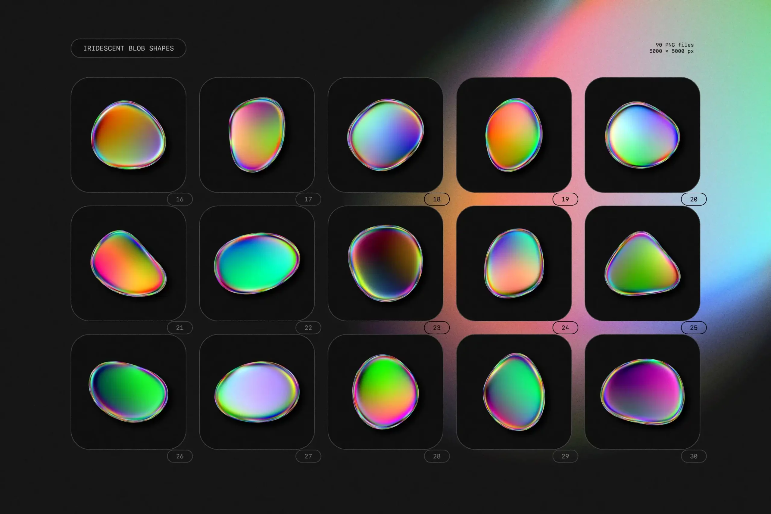 IRIDESCENT BLOB SHAPES COLLECTION 11 074029