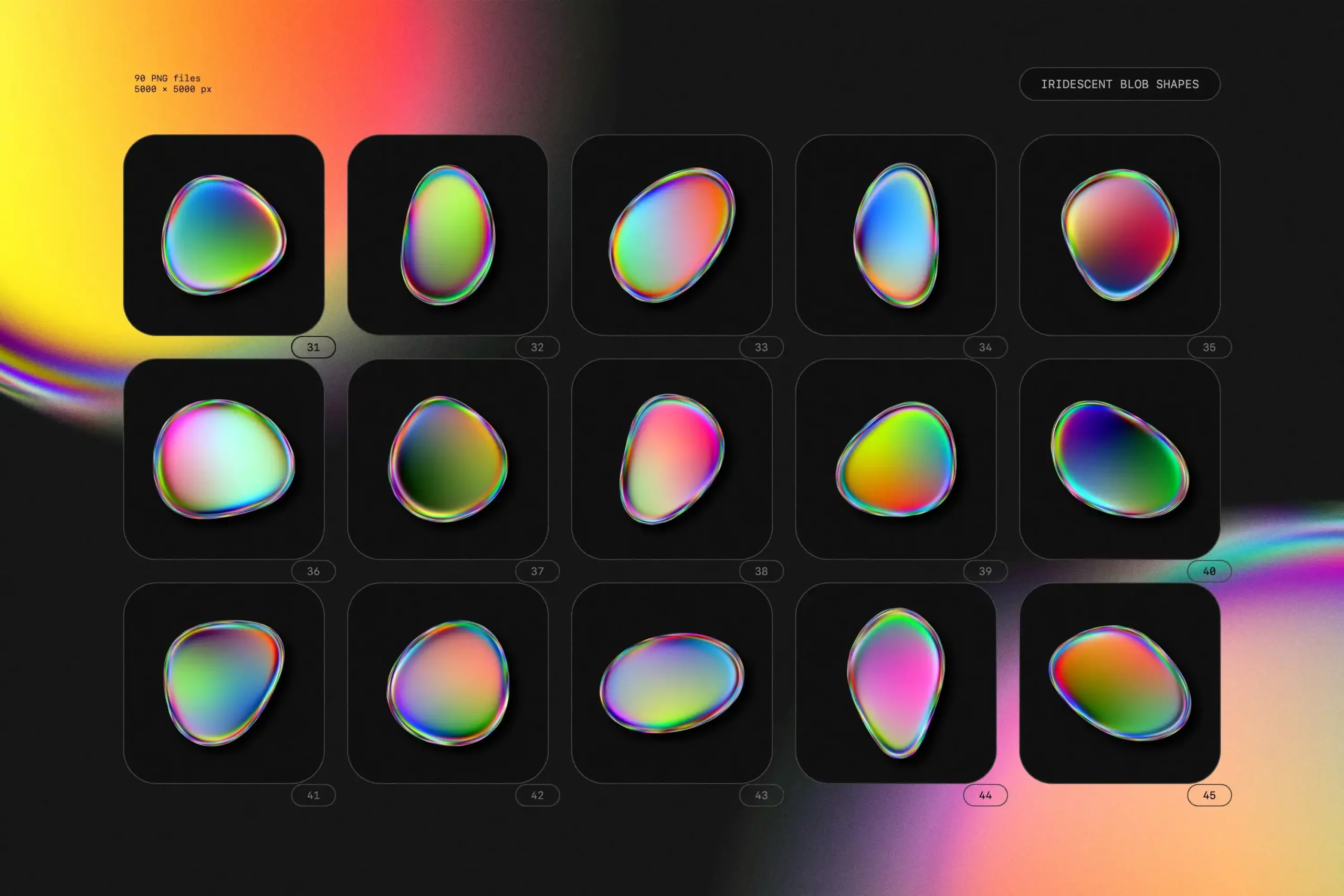 IRIDESCENT BLOB SHAPES COLLECTION 12 074029