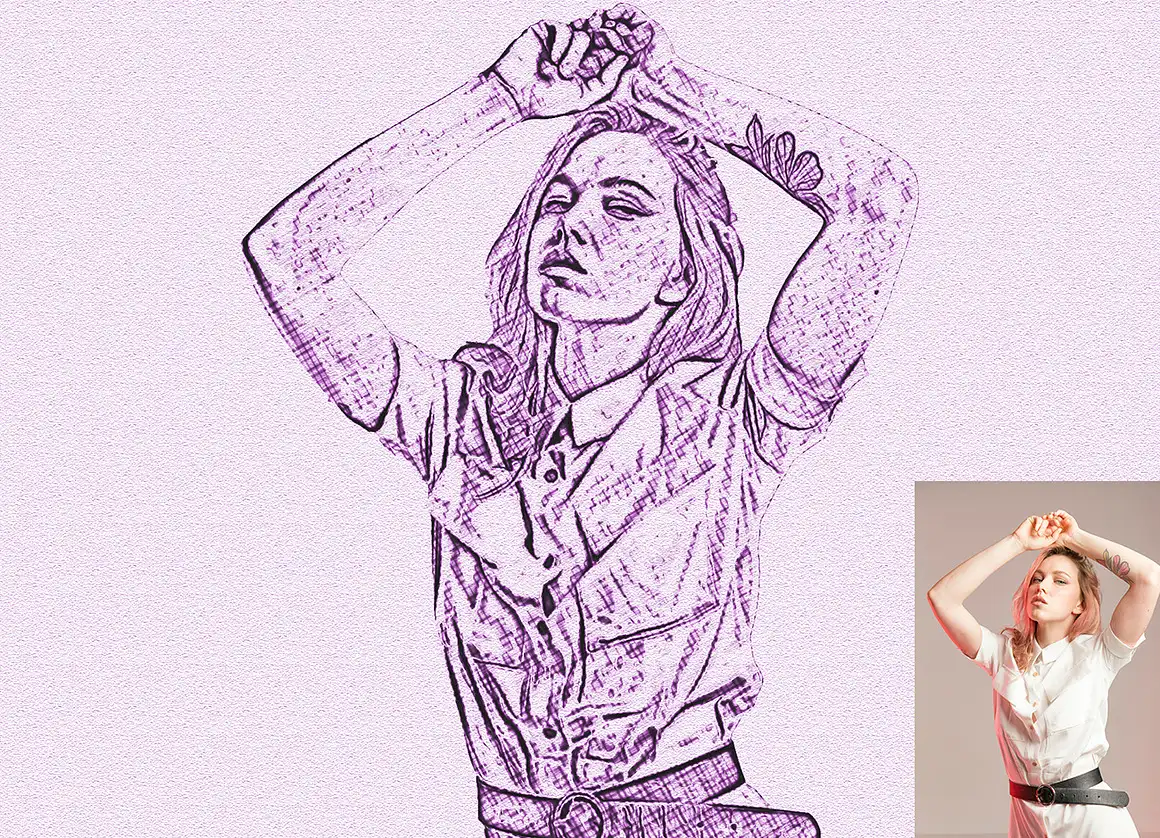 Line Sketch Art Photoshop Action 3 076582