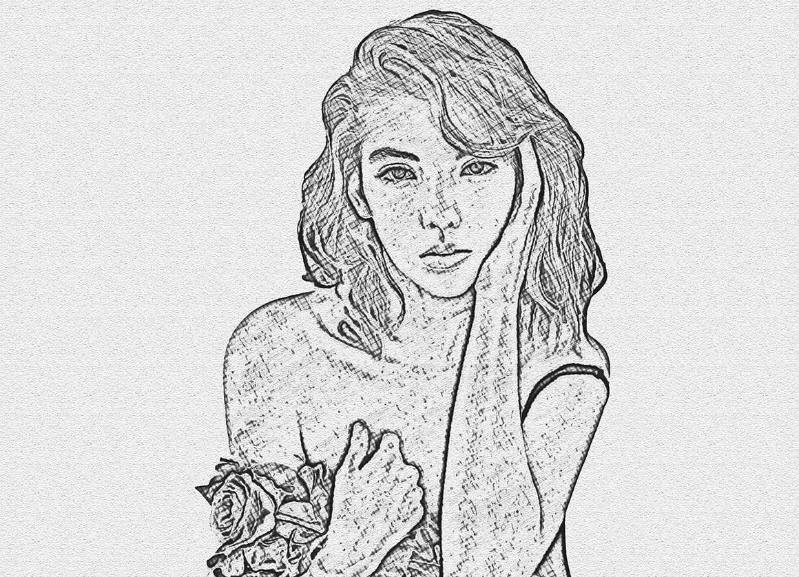Line Sketch Art Photoshop Action 8 076460