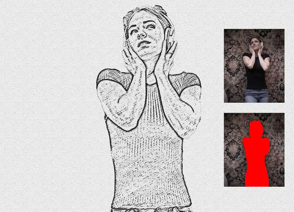 Line Sketch Art Photoshop Action 10 076451