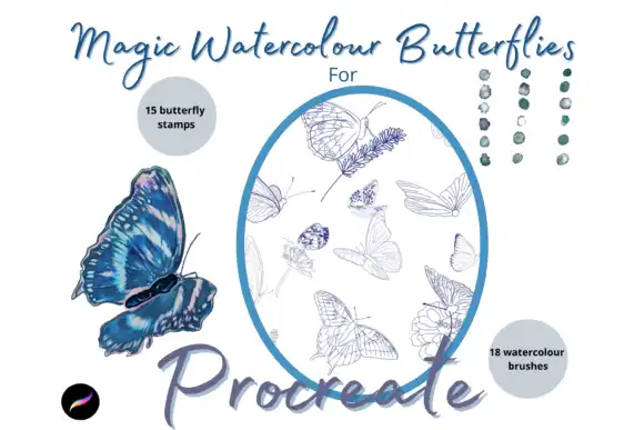 Magic Watercolour Butterflies Procreate