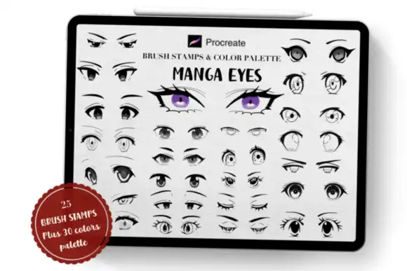 Manga Eyes Procreate Brush Stamps