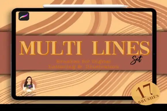 Multi Lines Procreate Set  17 Brushes