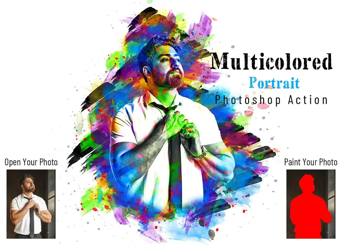 Multicolored Portrait Photoshop Acti
