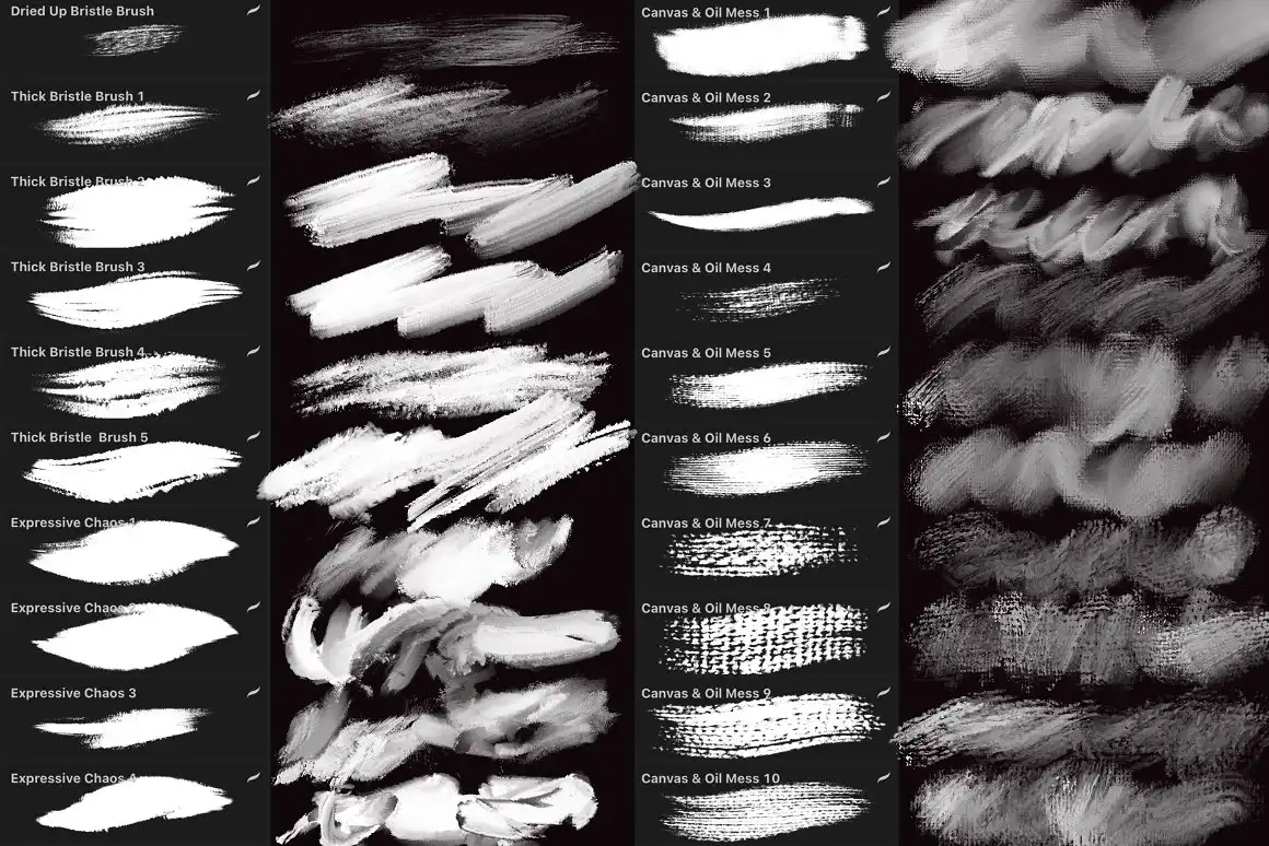 57 Oil Brushes for Procreate 3 071042