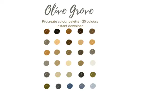 Olive Grove Procreate Palette 30 Shades