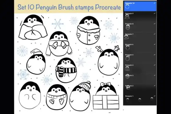Penguin Brushes Stamps for Procreate