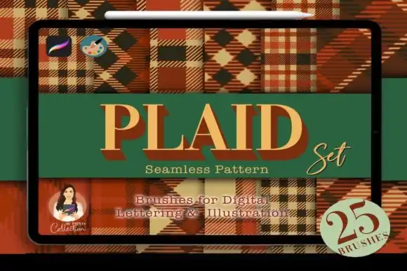 Plaid Procreate Brush Pack  25 Brushes